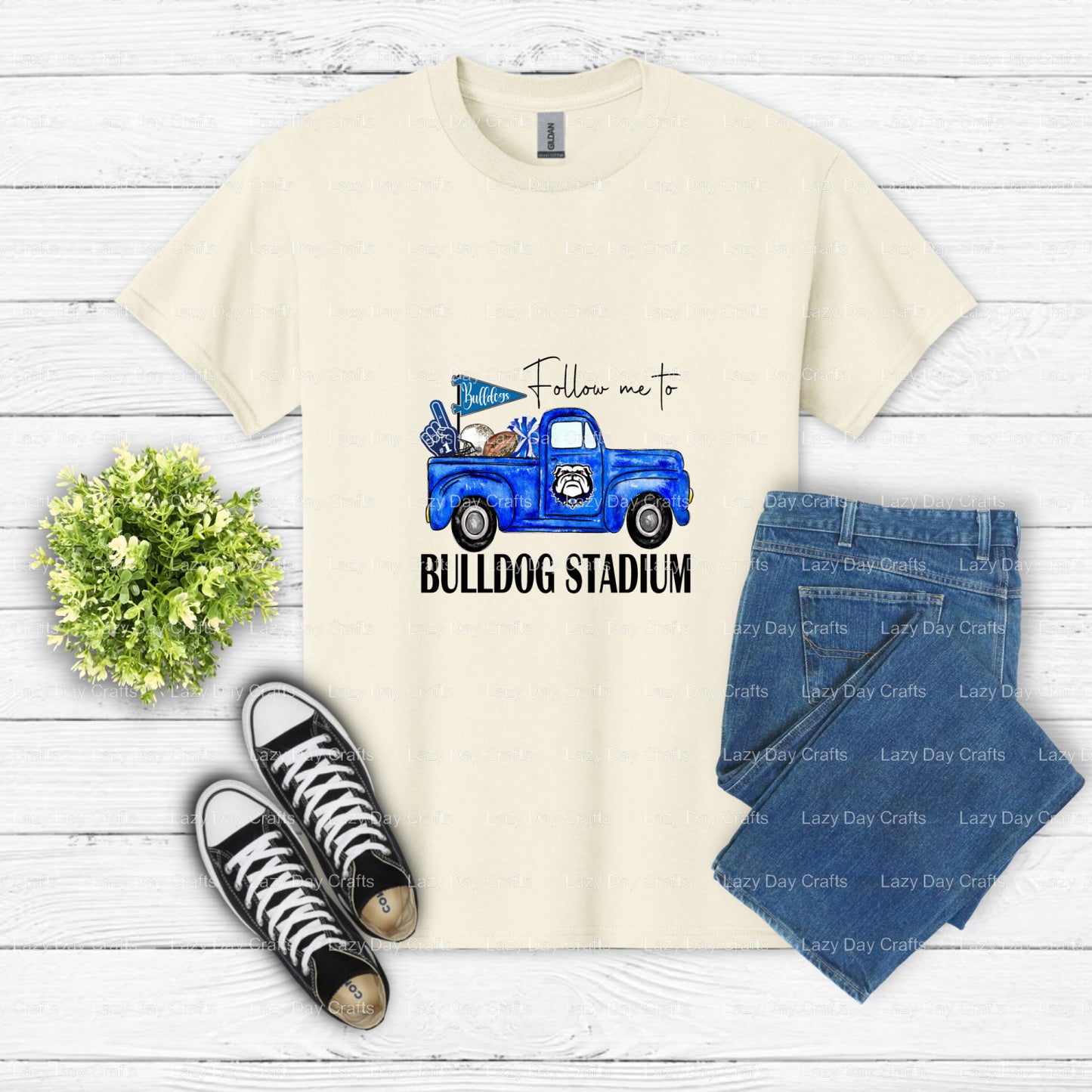 Follow Me To Bulldogs – School Mascot DTF Transfer (view 2 of 2) – by Lazy Day Crafts – DTF Transfers – School Mascot, DTF...