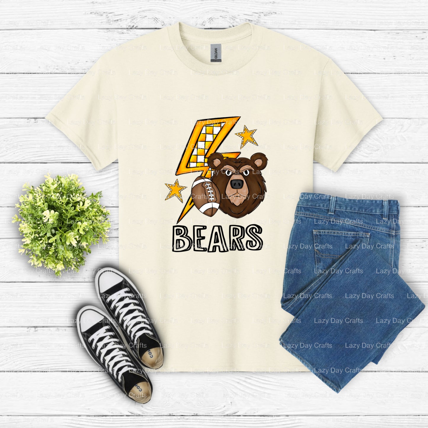 Football Bear Mascot – School Spirit DTF Transfer (view 1 of 2) – by Lazy Day Crafts – DTF Transfers – School Spirit, Spor...