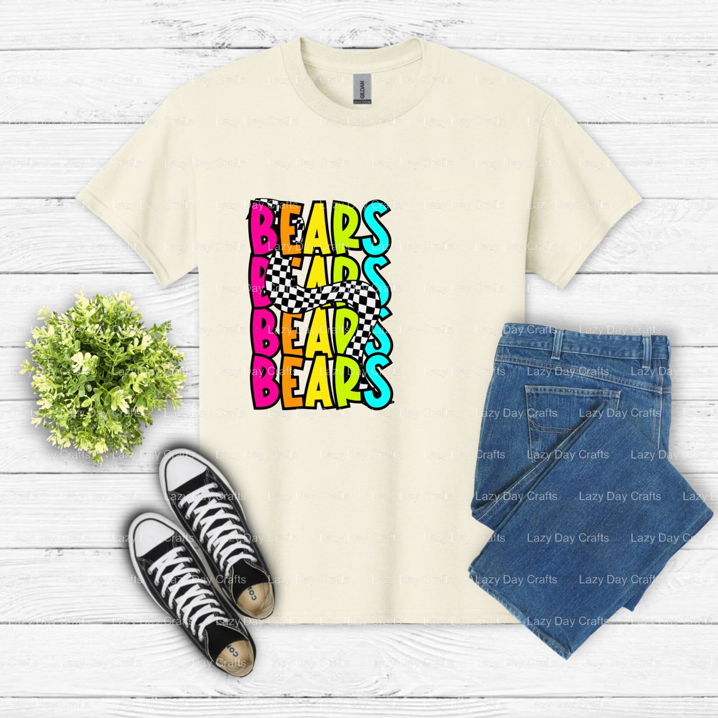 Football Bear Mascot – School Spirit DTF Transfer (view 1 of 2) – by Lazy Day Crafts – DTF Transfers – Lazy Day Crafts, DT...