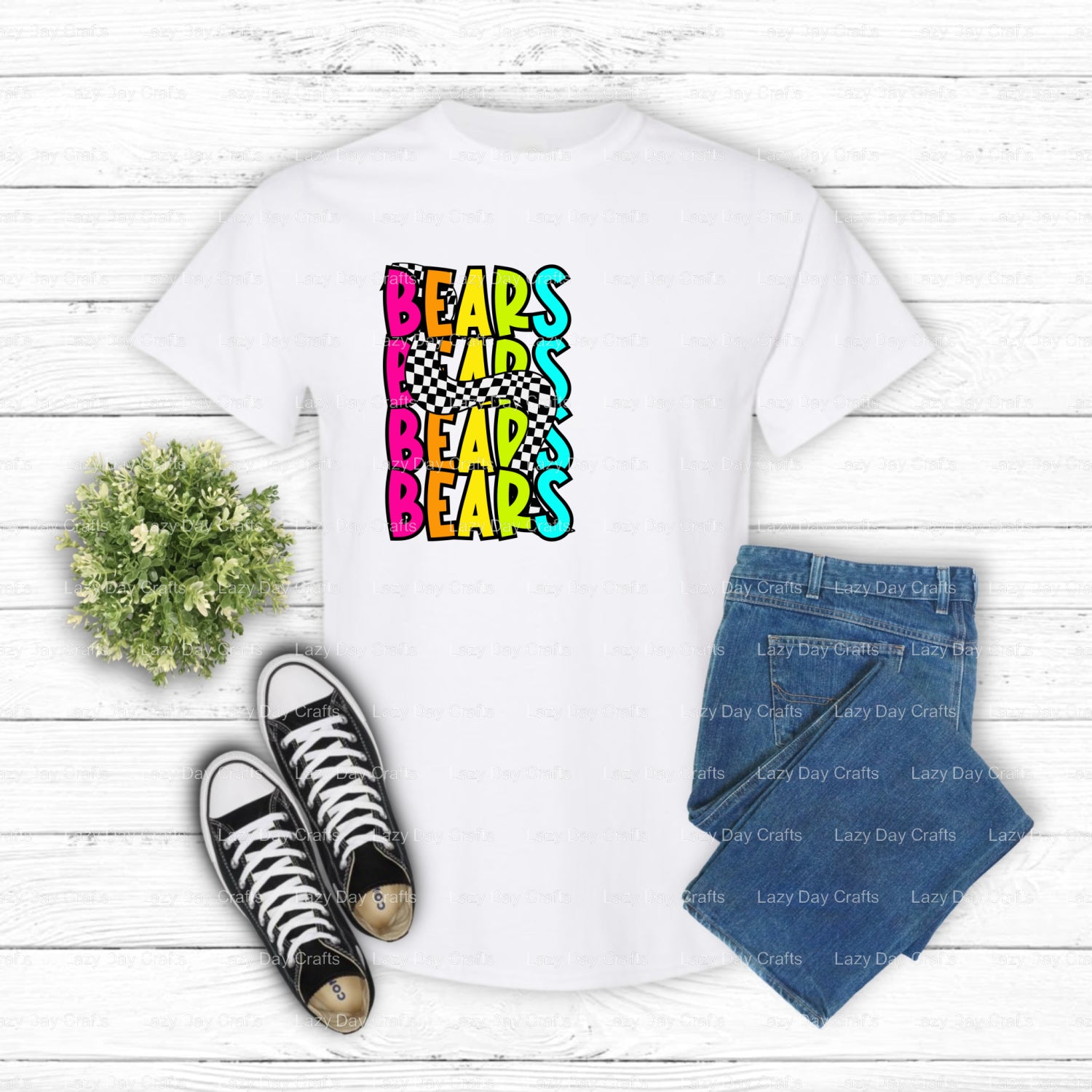 Football Bear Mascot – School Spirit DTF Transfer (view 2 of 2) – by Lazy Day Crafts – DTF Transfers – Lazy Day Crafts, DT...