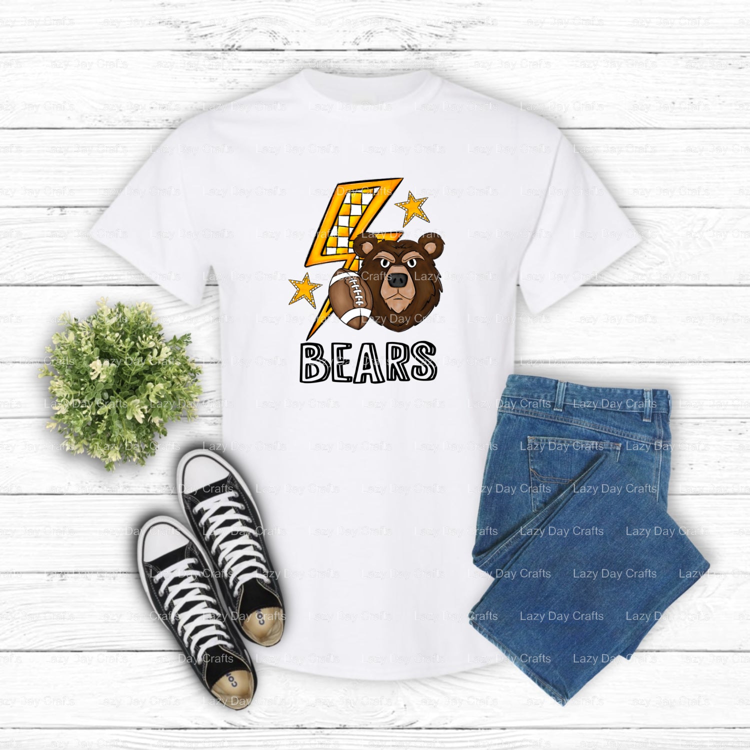 Football Bear Mascot – School Spirit DTF Transfer (view 2 of 2) – by Lazy Day Crafts – DTF Transfers – School Spirit, Spor...