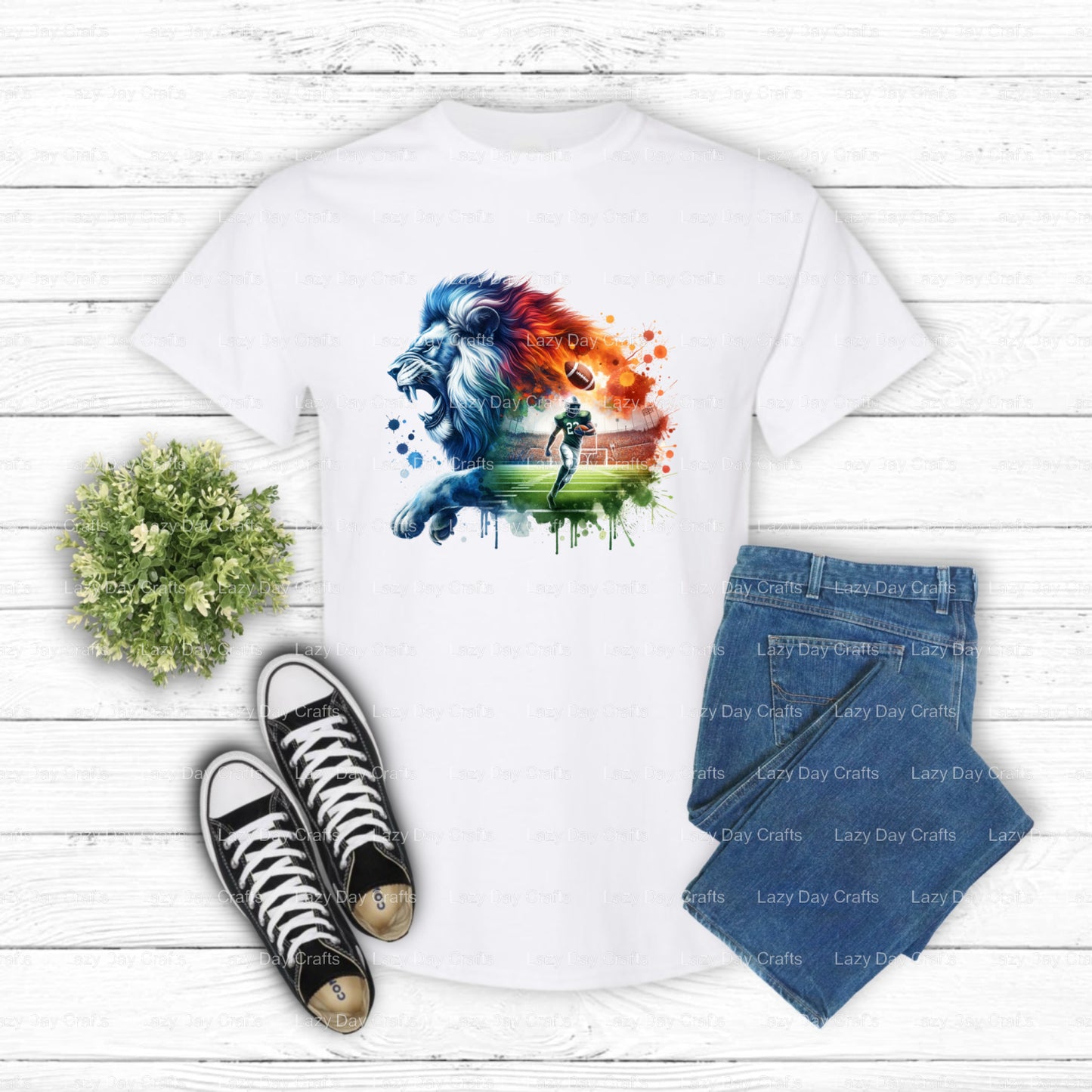 Football Helmet Lion – School Mascot DTF Transfer (view 2 of 2) – by Lazy Day Crafts – DTF Transfers – School Mascot, DTF...