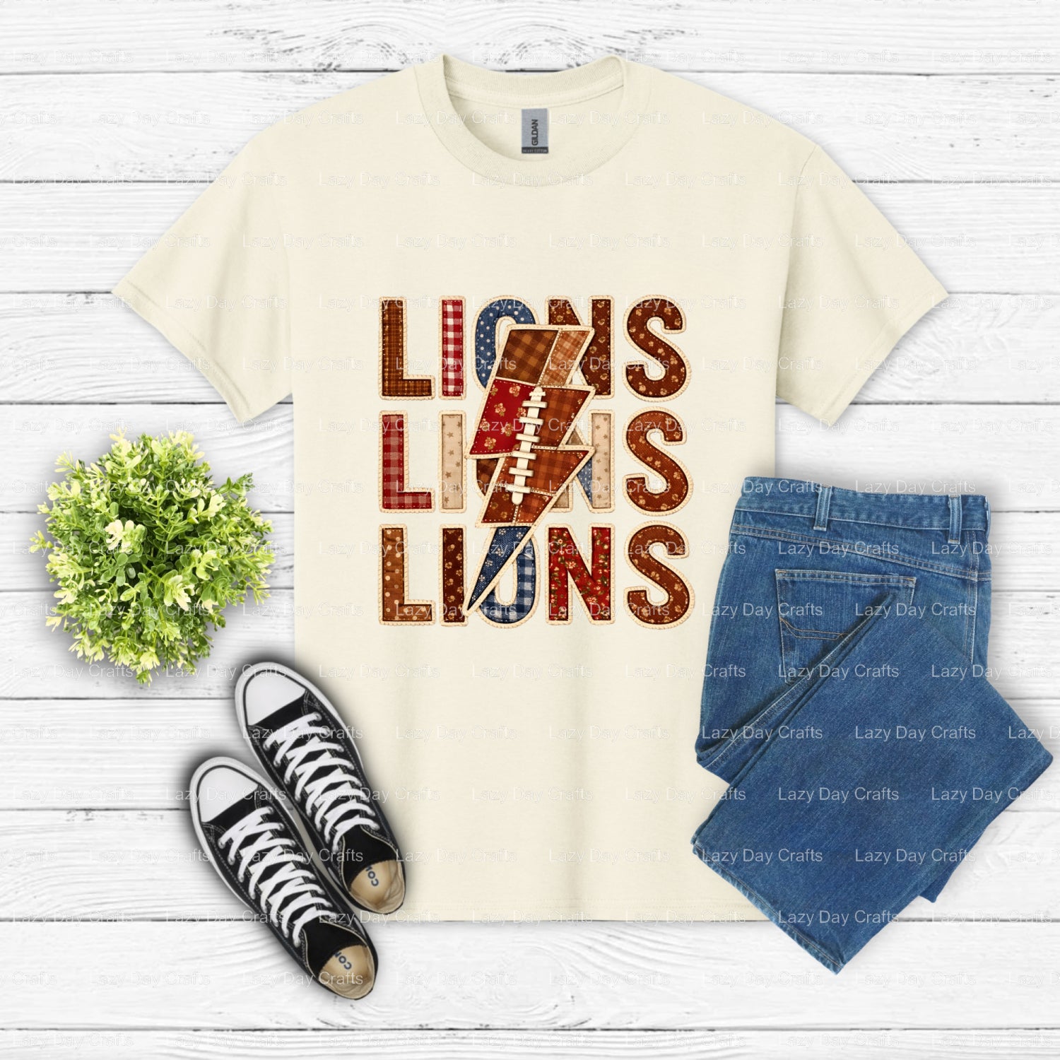 Football Lion Mascot – School Spirit DTF Transfer (view 1 of 2) – by Lazy Day Crafts – DTF Transfers – School Mascot, Appa...