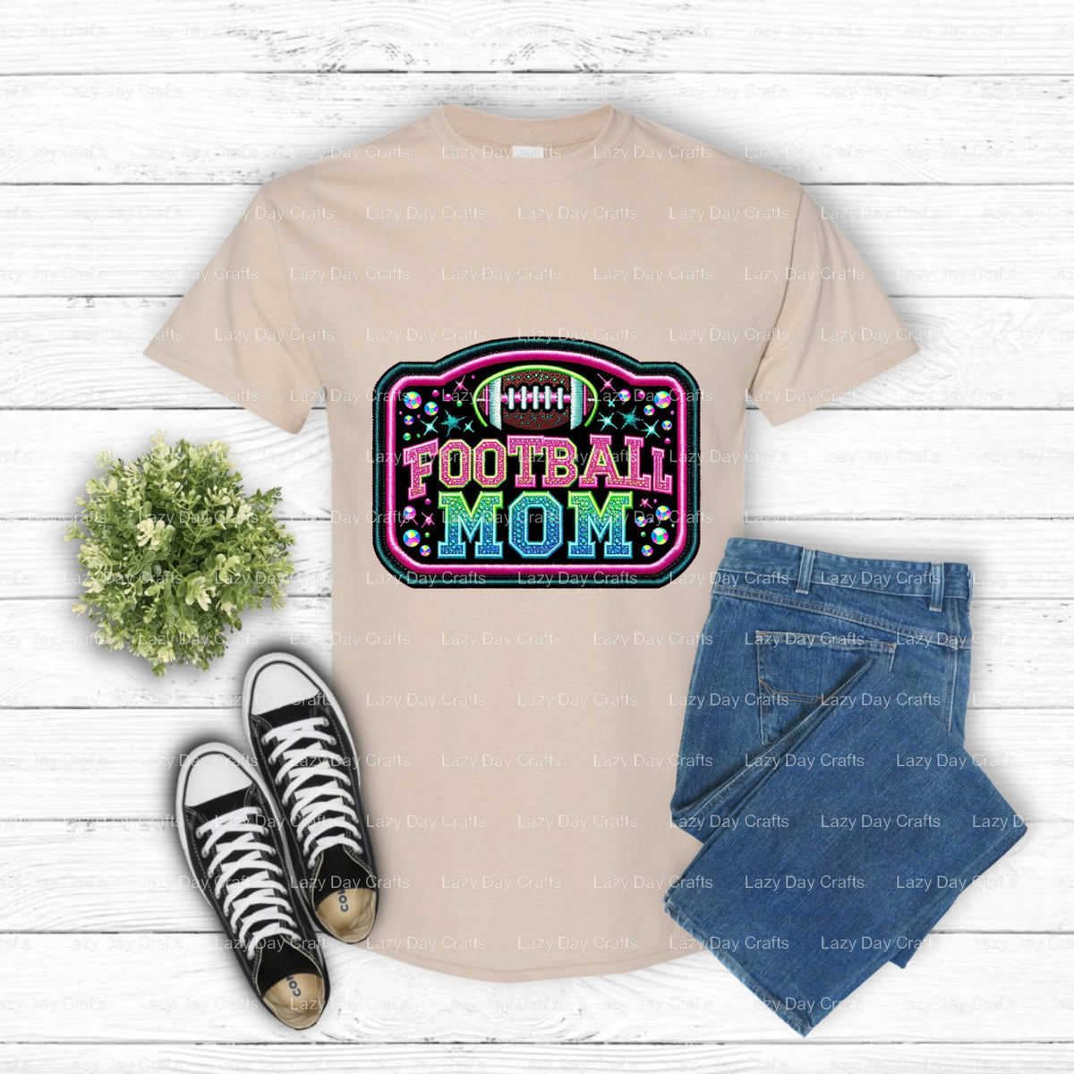 Football Mom – Football DTF Transfer (view 2 of 2) – by Lazy Day Crafts – DTF Transfers – DTF Transfers, Premade DTF