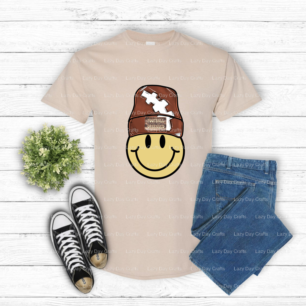 Football Smiley – Football DTF Transfer (view 2 of 2) – by Lazy Day Crafts – DTF Transfers – DTF Transfers, Premade DTF