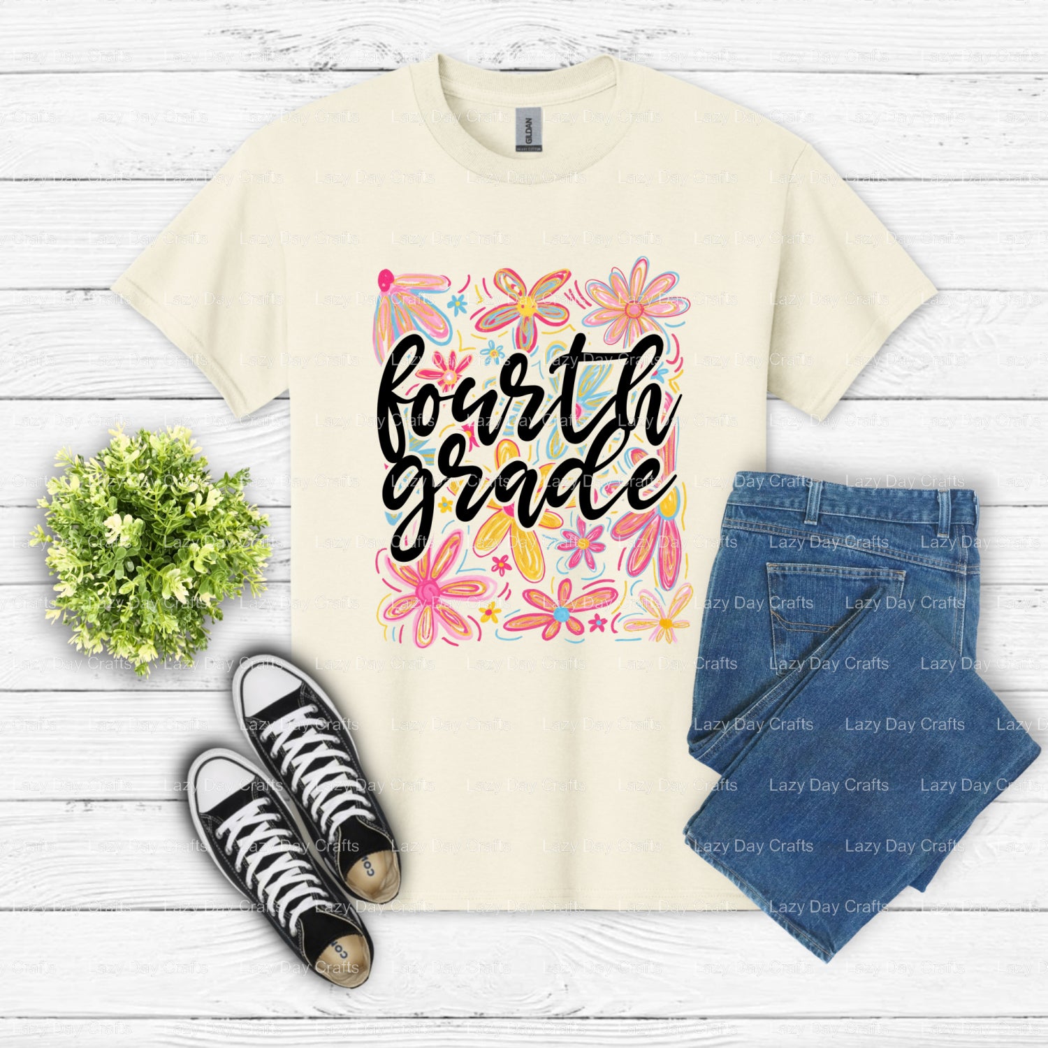 Fourth Grade – Ready to Press DTF Transfer (view 1 of 2) – by Lazy Day Crafts – DTF Transfers – DTF Transfers, apparel