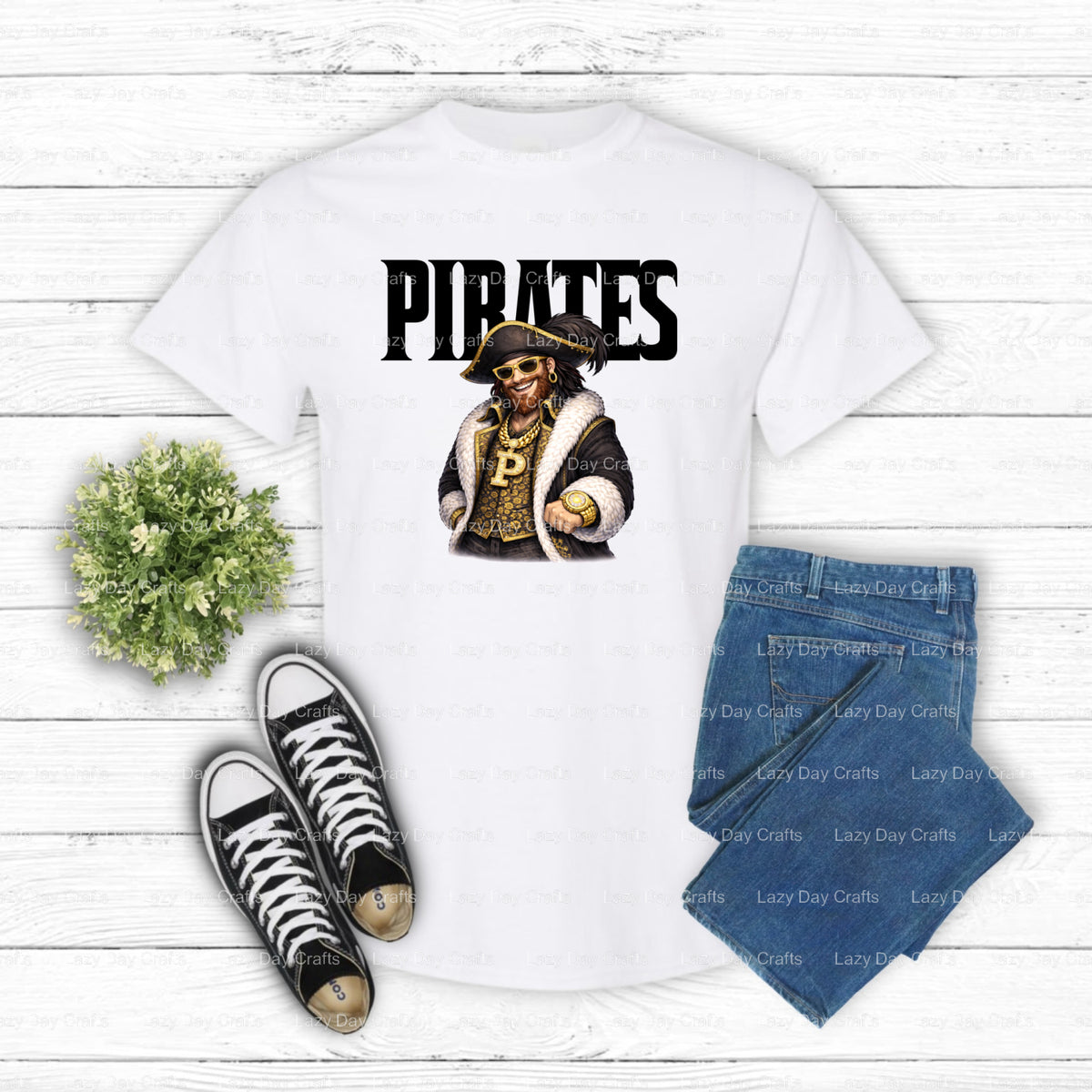 Friendly Cartoon Pirate Skull – Pirates DTF Transfer (view 2 of 2) – by Lazy Day Crafts – DTF Transfers – Pirates, Apparel...