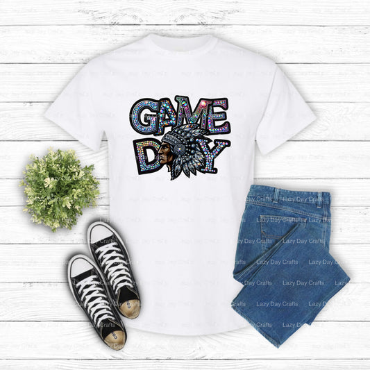 GAME DAY INDIANS – School Mascot DTF Transfer (view 1 of 2) – by Lazy Day Crafts – DTF Transfers – School Mascot, Apparel...