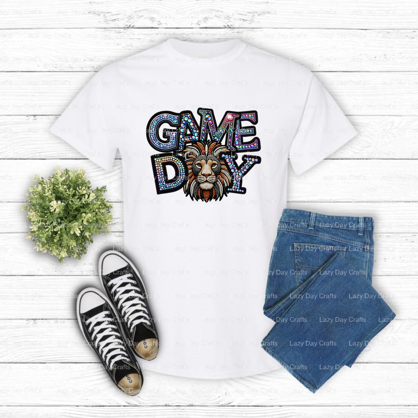 Game Day Lion – School Mascot DTF Transfer (view 1 of 2) – by Lazy Day Crafts – DTF Transfers – School Mascot, Apparel Dec...