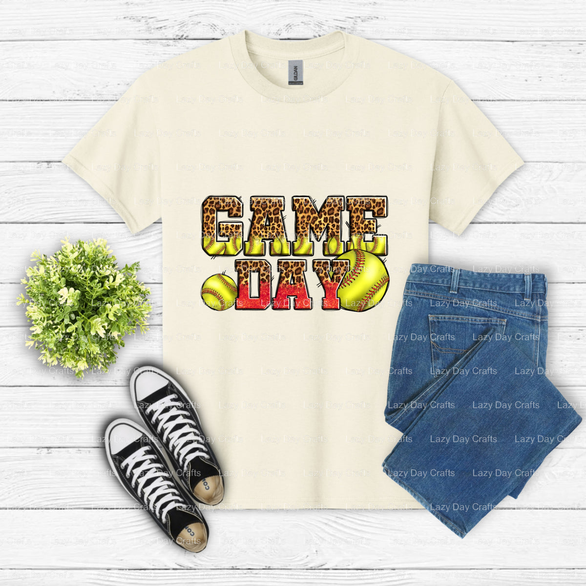 Game Day Softball – Ready to Press DTF Transfer (view 2 of 2) – by Lazy Day Crafts – DTF Transfers – DTF Transfers, Premad...