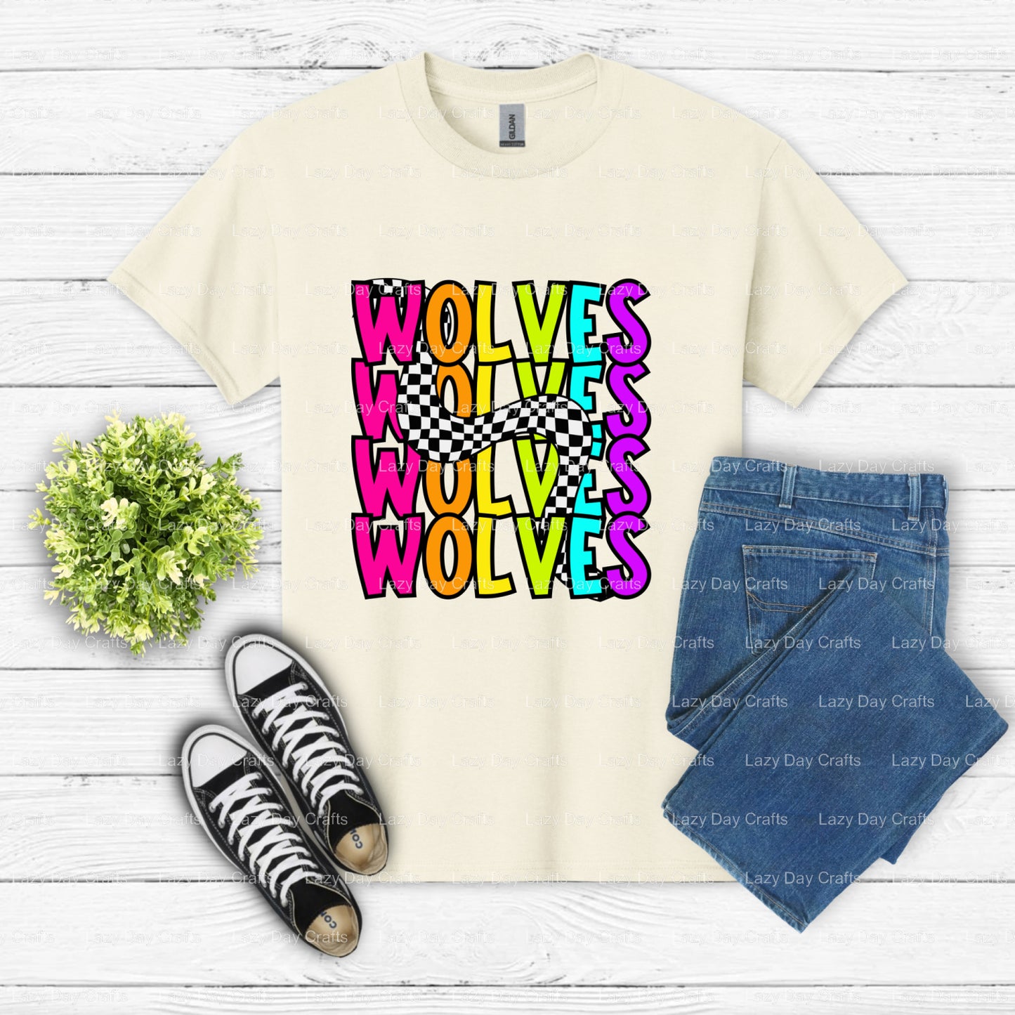 Geometric Wolf Head – Mascot DTF Transfer (view 1 of 2) – by Lazy Day Crafts – DTF Transfers – DTF Transfers, Apparel