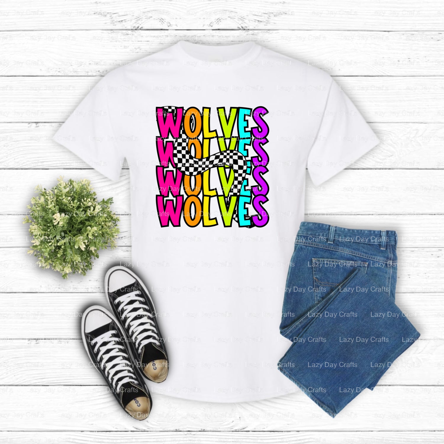 Geometric Wolf Head – Mascot DTF Transfer (view 2 of 2) – by Lazy Day Crafts – DTF Transfers – DTF Transfers, Apparel