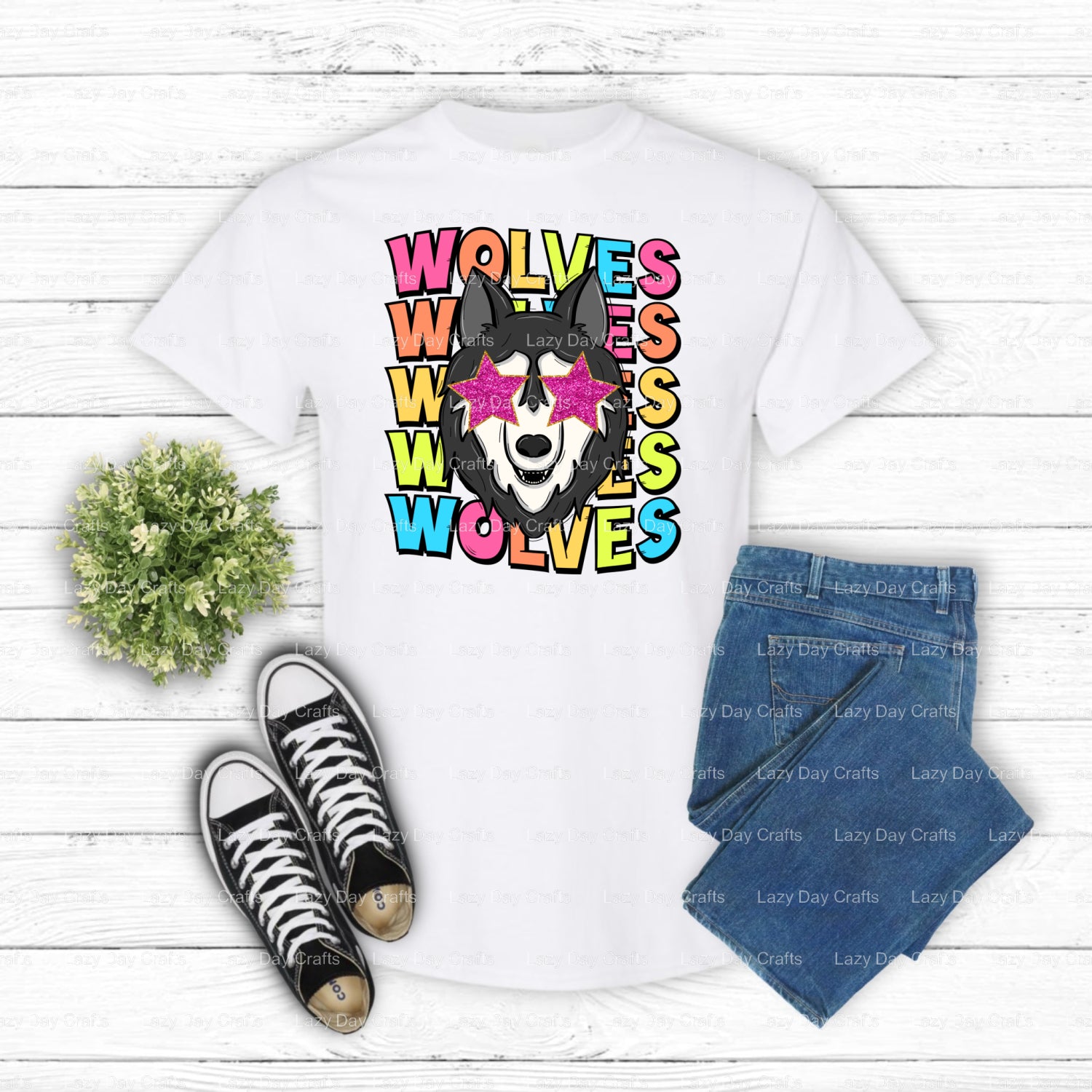 Geometric Wolf Head – Wolves DTF Transfer (view 2 of 2) – by Lazy Day Crafts – DTF Transfers – DTF Transfers, Premade DTF