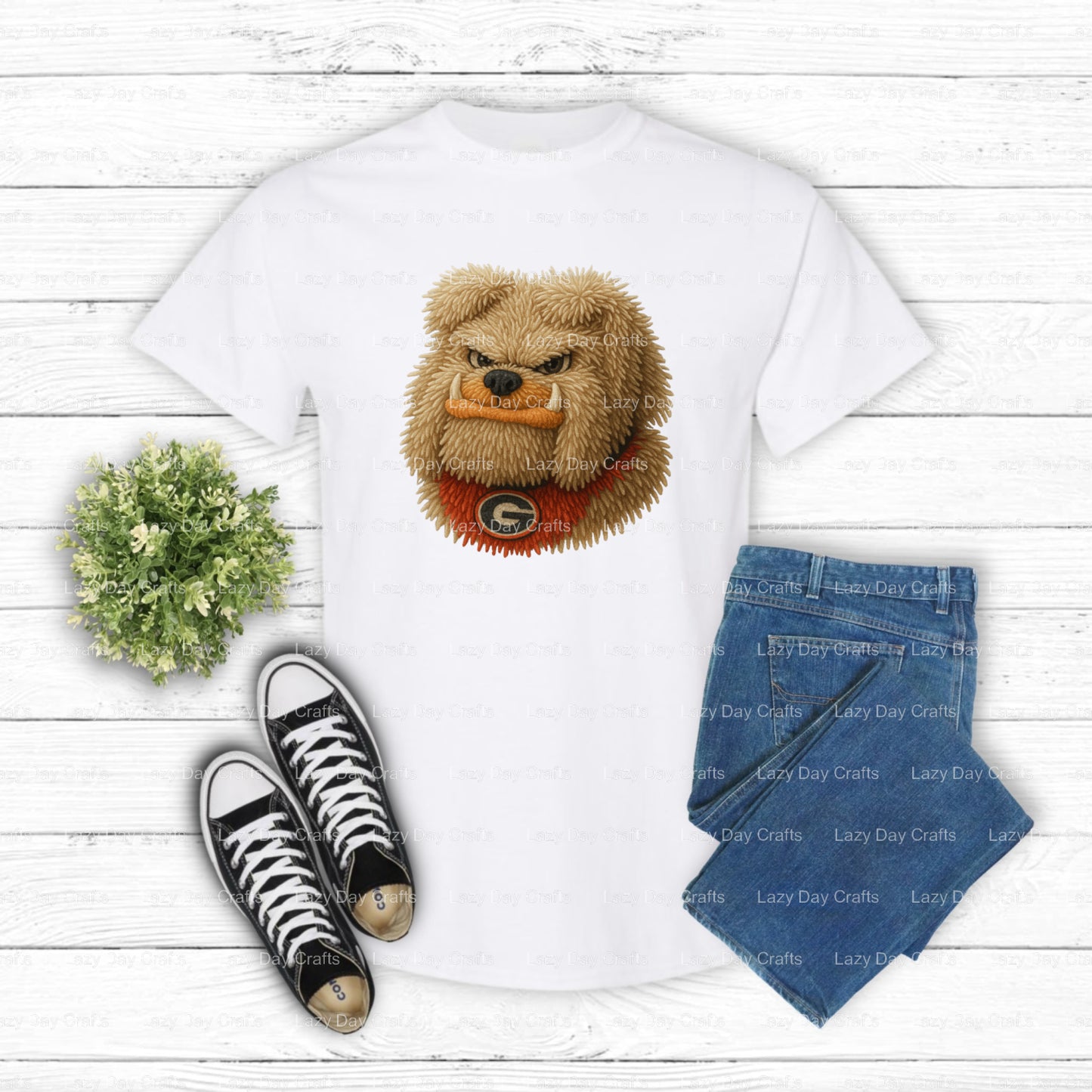 GEORGIA BULLDOGS Yarn Mascot – School Spirit DTF Transfer (view 1 of 2) – by Lazy Day Crafts – DTF Transfers – School Masc...