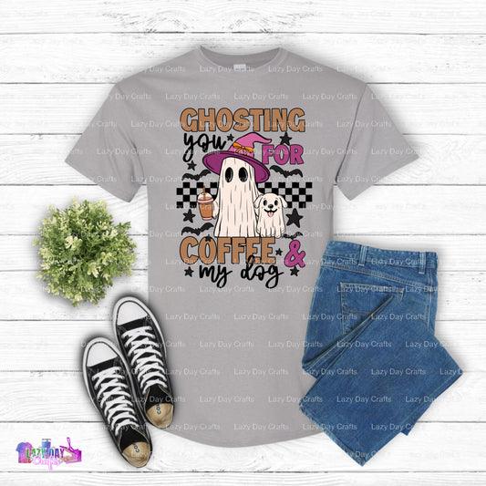 Ghosting You For Coffee – Premade DTF Transfer (view 2 of 2) – by Lazy Day Crafts – DTF Transfers – DTF Transfers, custom...