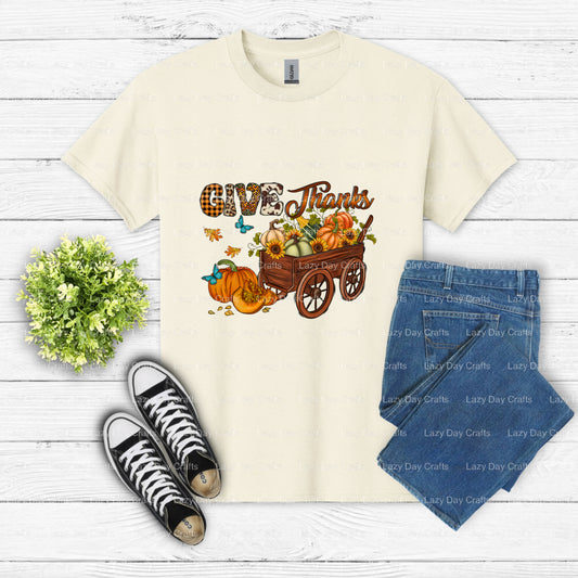 Give Thanks – Thanksgiving DTF Transfer (view 2 of 2) – by Lazy Day Crafts – DTF Transfers – DTF Transfers, Premade DTF