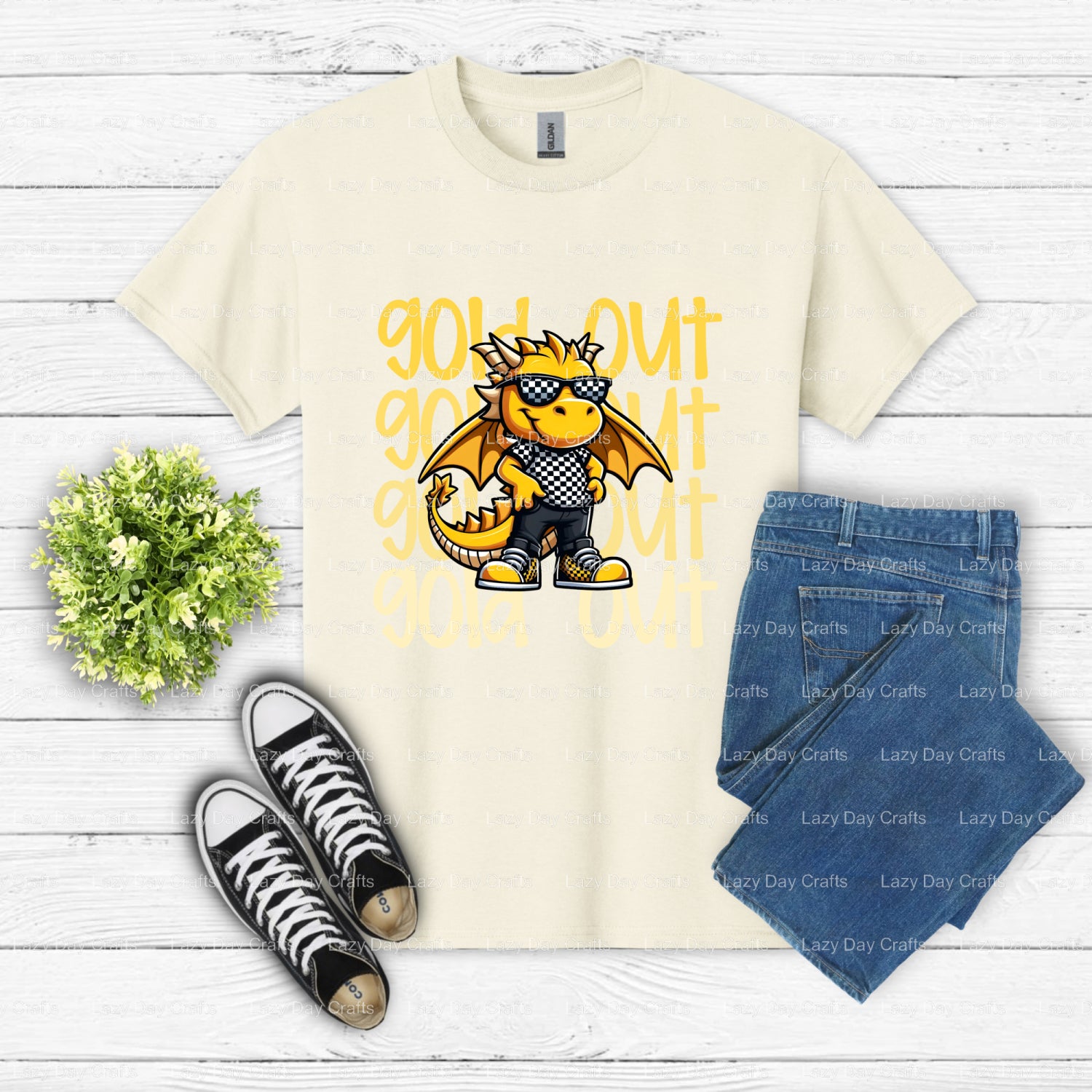 GOLD OUT DRAGONS School Mascot – DTF Transfer (view 2 of 2) – by Lazy Day Crafts – DTF Transfers – School Mascot, DTF Tran...