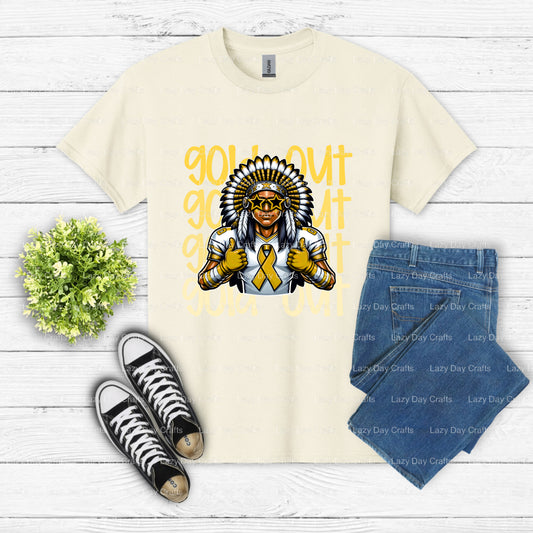 GOLD OUT INDIANS – School Mascot DTF Transfer (view 1 of 2) – by Lazy Day Crafts – DTF Transfers – School Mascot, DTF Tran...
