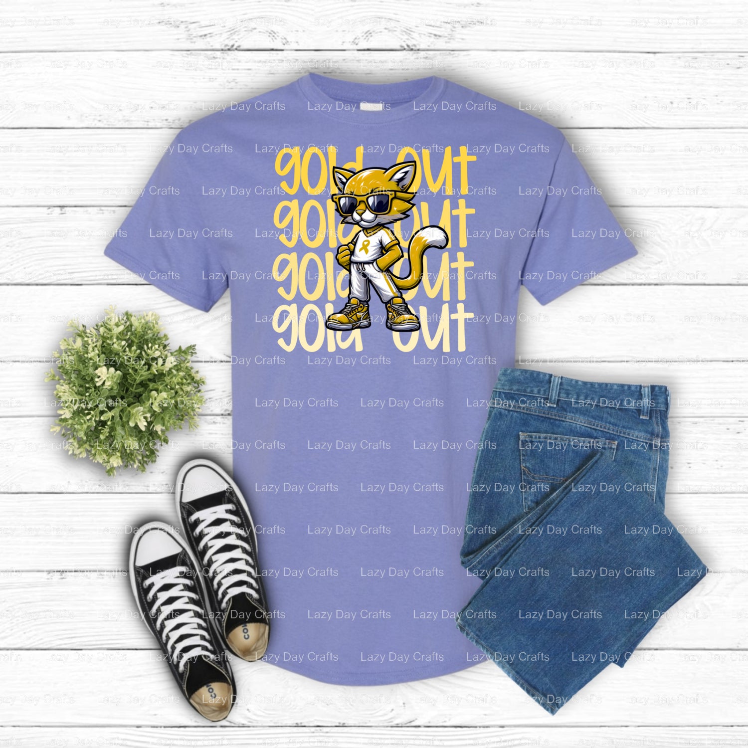 GOLD OUT Panther School Spirit – DTF Transfer (view 2 of 2) – by Lazy Day Crafts – DTF Transfers – School Mascot, School S...