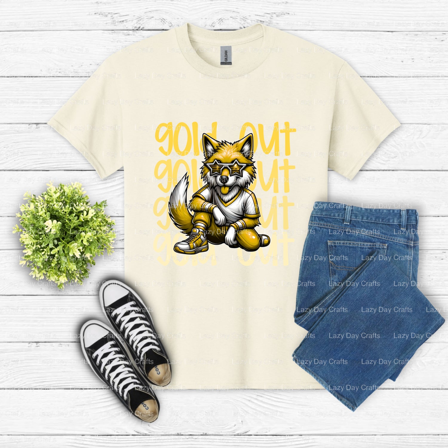 GOLD OUT WOLVES – School Spirit DTF Transfer (view 2 of 2) – by Lazy Day Crafts – DTF Transfers – DTF Transfers, Transfer
