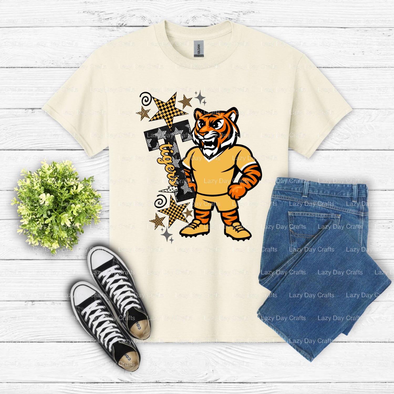 GOLD TIGERS – School Spirit DTF Transfer (view 2 of 2) – by Lazy Day Crafts – DTF Transfers – DTF Transfers, Premade DTF