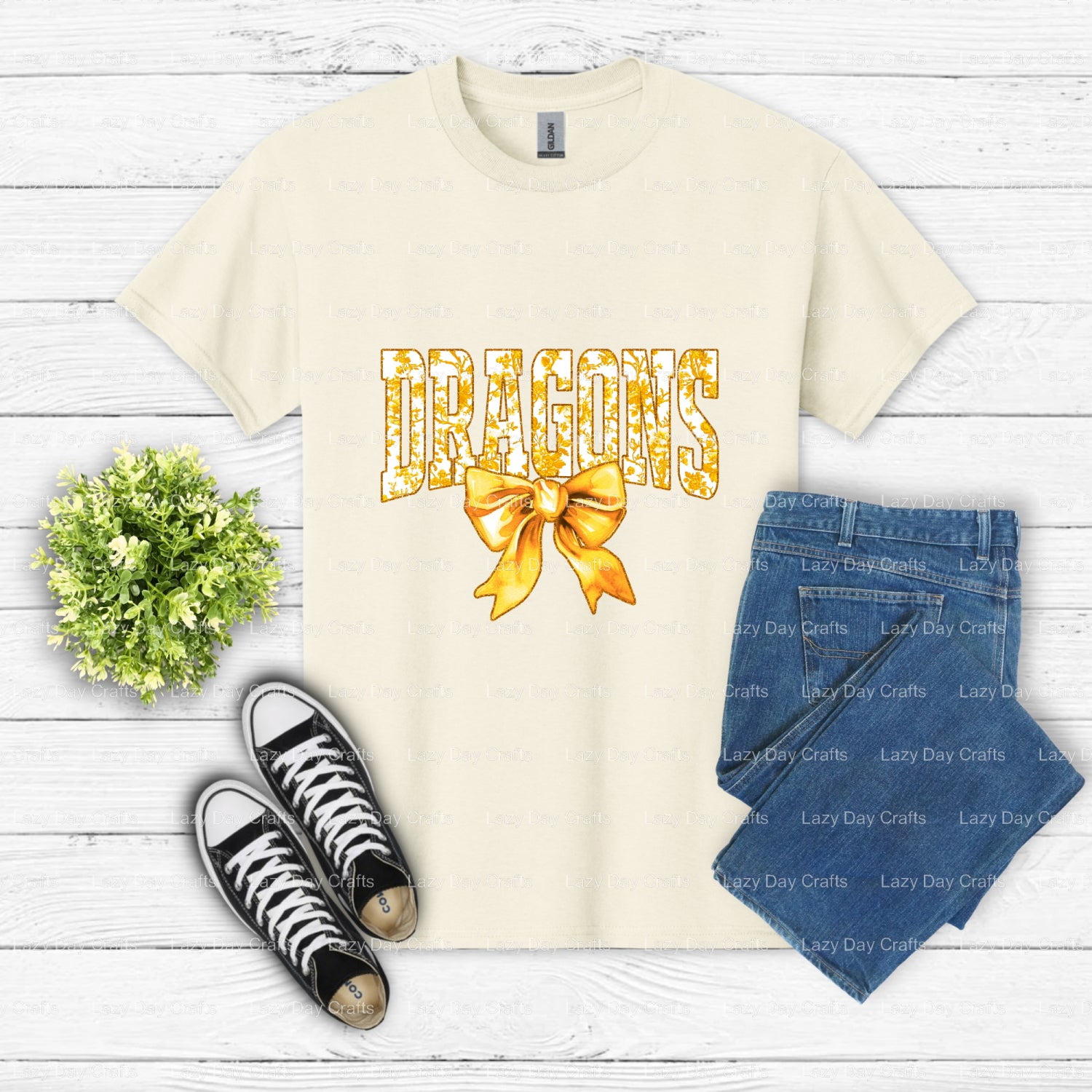 Golden Dragon School Mascot – DTF Transfer (view 2 of 2) – by Lazy Day Crafts – DTF Transfers – School Mascot, DTF Transfer