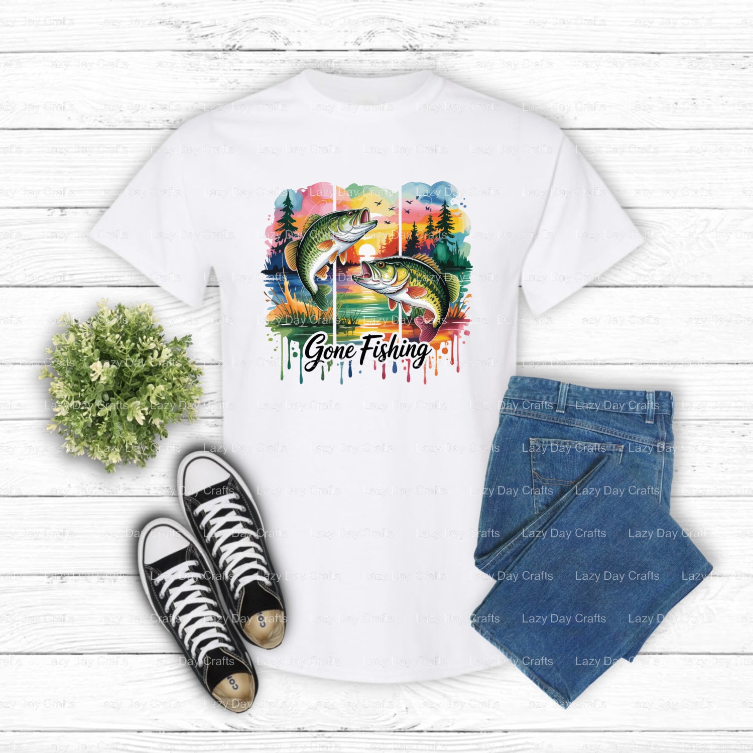 Gone Fishing – Fishing DTF Transfer (view 1 of 2) – by Lazy Day Crafts – DTF Transfers – DTF Transfers custom apparel, Pre...