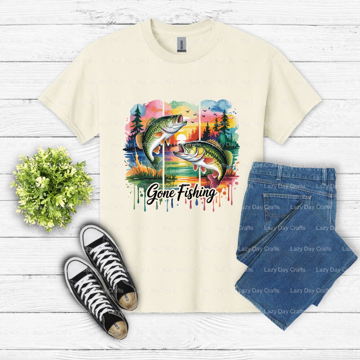 Gone Fishing – Fishing DTF Transfer (view 2 of 2) – by Lazy Day Crafts – DTF Transfers – DTF Transfers custom apparel, Pre...