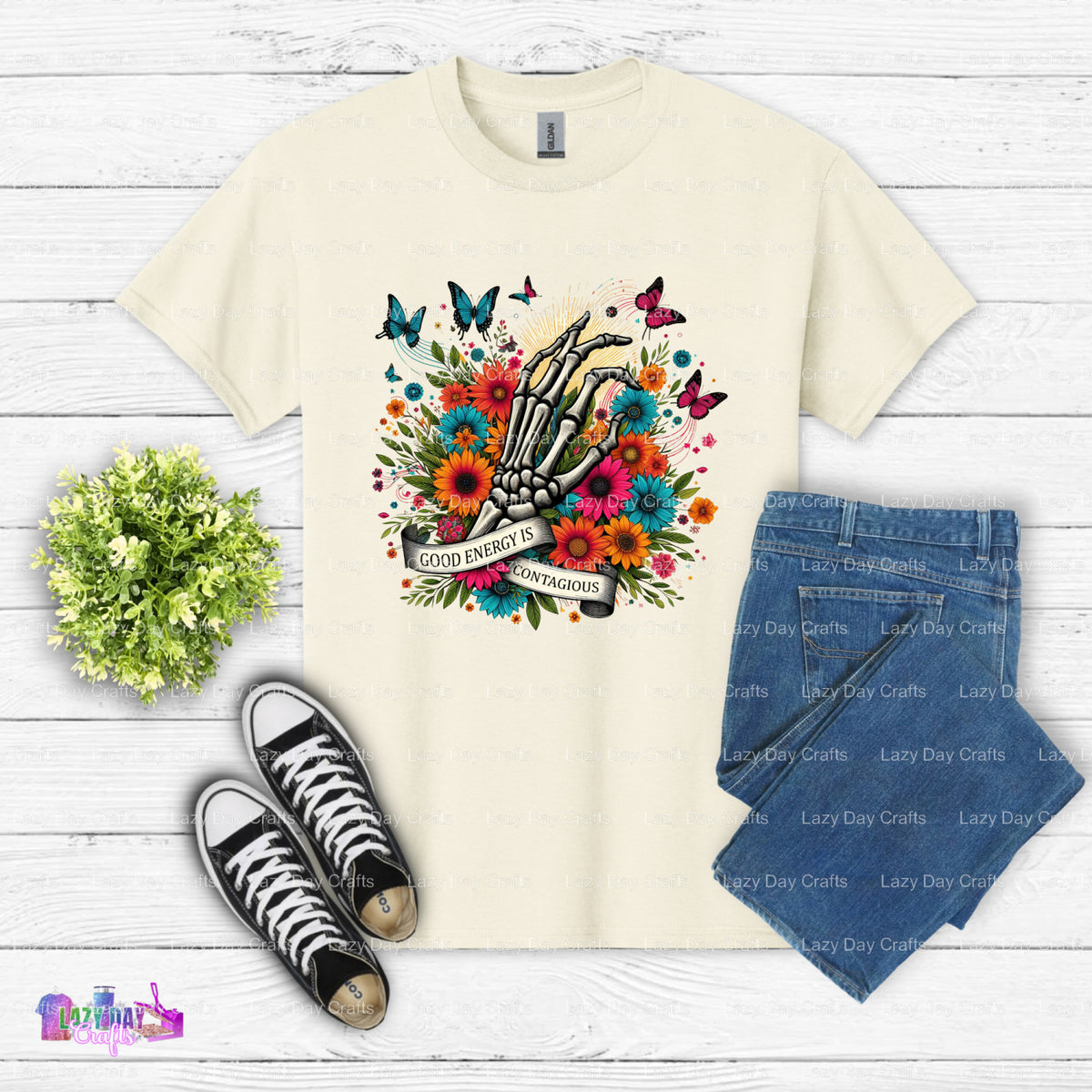good energy is contagious. – Mental Health DTF Transfer (view 2 of 2) – by Lazy Day Crafts – DTF Transfers – Mental Health...