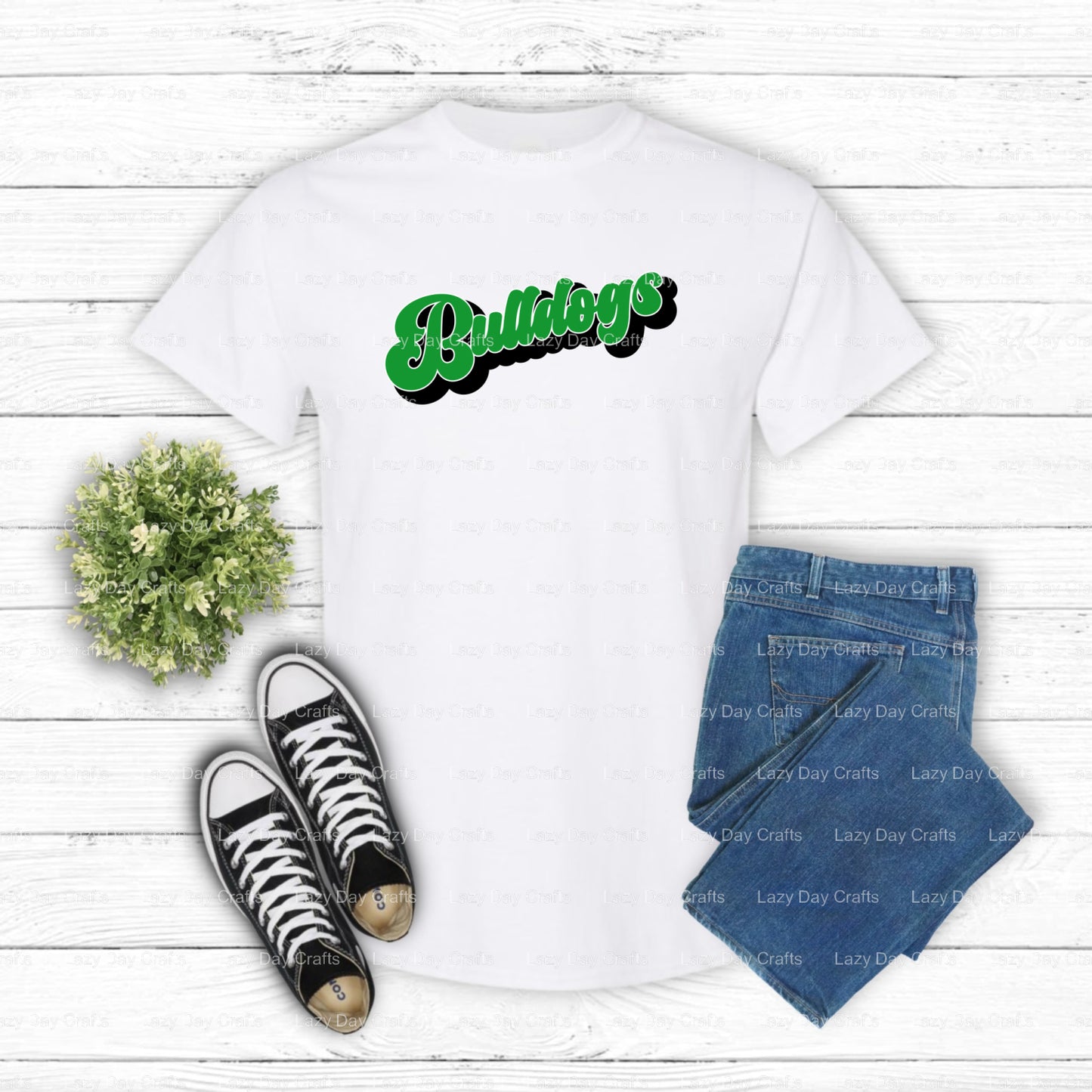 Green Bulldog Mascot – School Spirit DTF Transfer (view 1 of 2) – by Lazy Day Crafts – DTF Transfers – School Mascot, DTF...