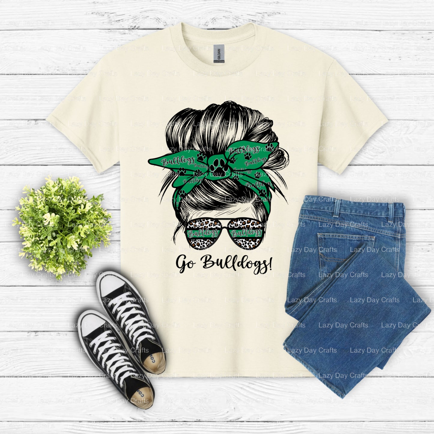 Green Bulldog Mascot – School Spirit DTF Transfer (view 2 of 2) – by Lazy Day Crafts – DTF Transfers – School Mascot, DTF...