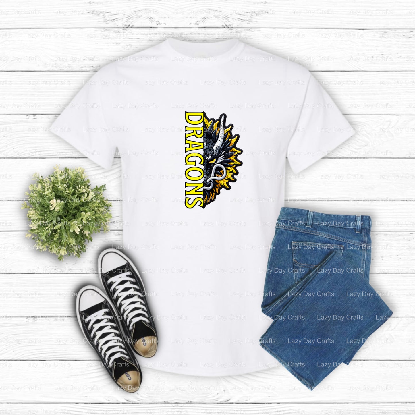 Green Dragon Mascot Jersey – School Spirit DTF Transfer (view 1 of 2) – by Lazy Day Crafts – DTF Transfers – DTF Transfers...