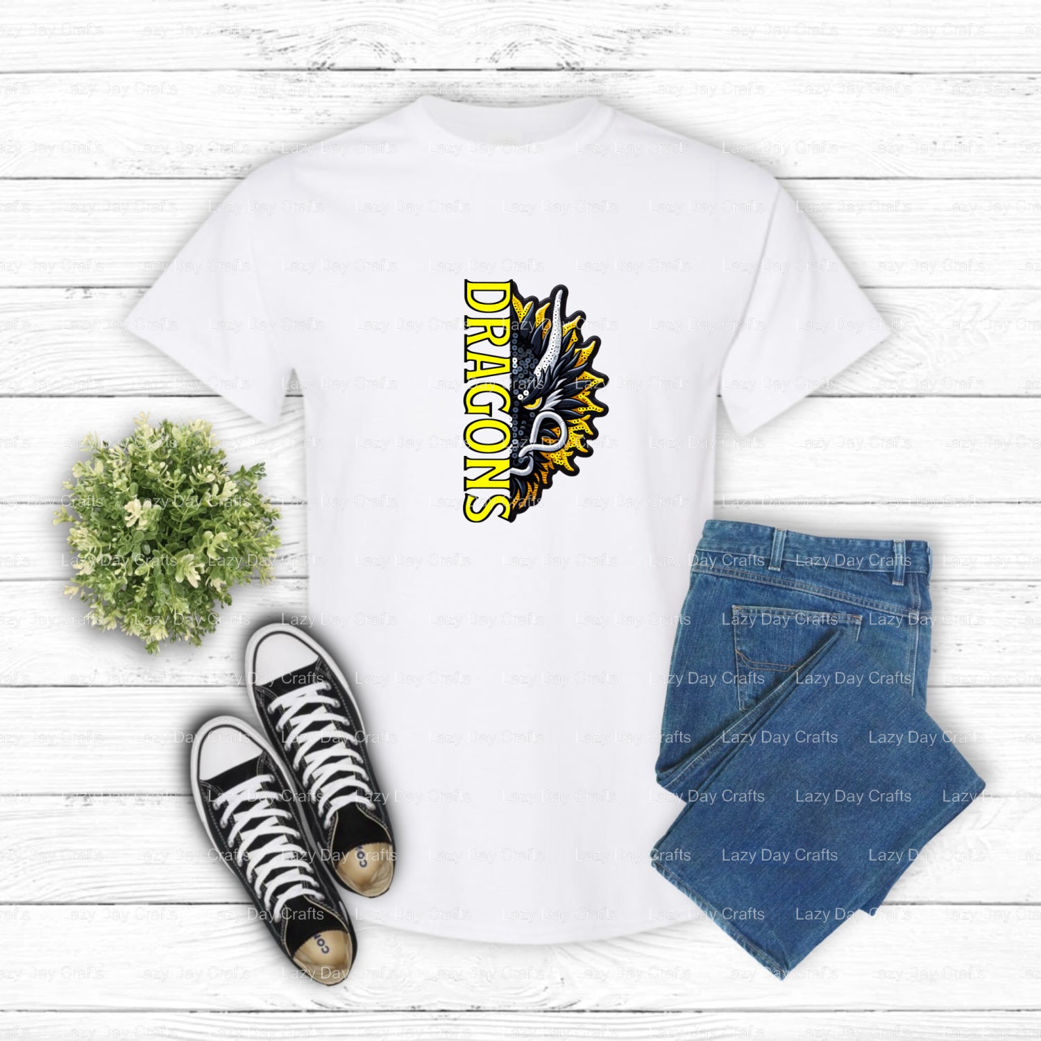 Green Dragon Mascot Jersey – School Spirit DTF Transfer (view 1 of 2) – by Lazy Day Crafts – DTF Transfers – DTF Transfers...
