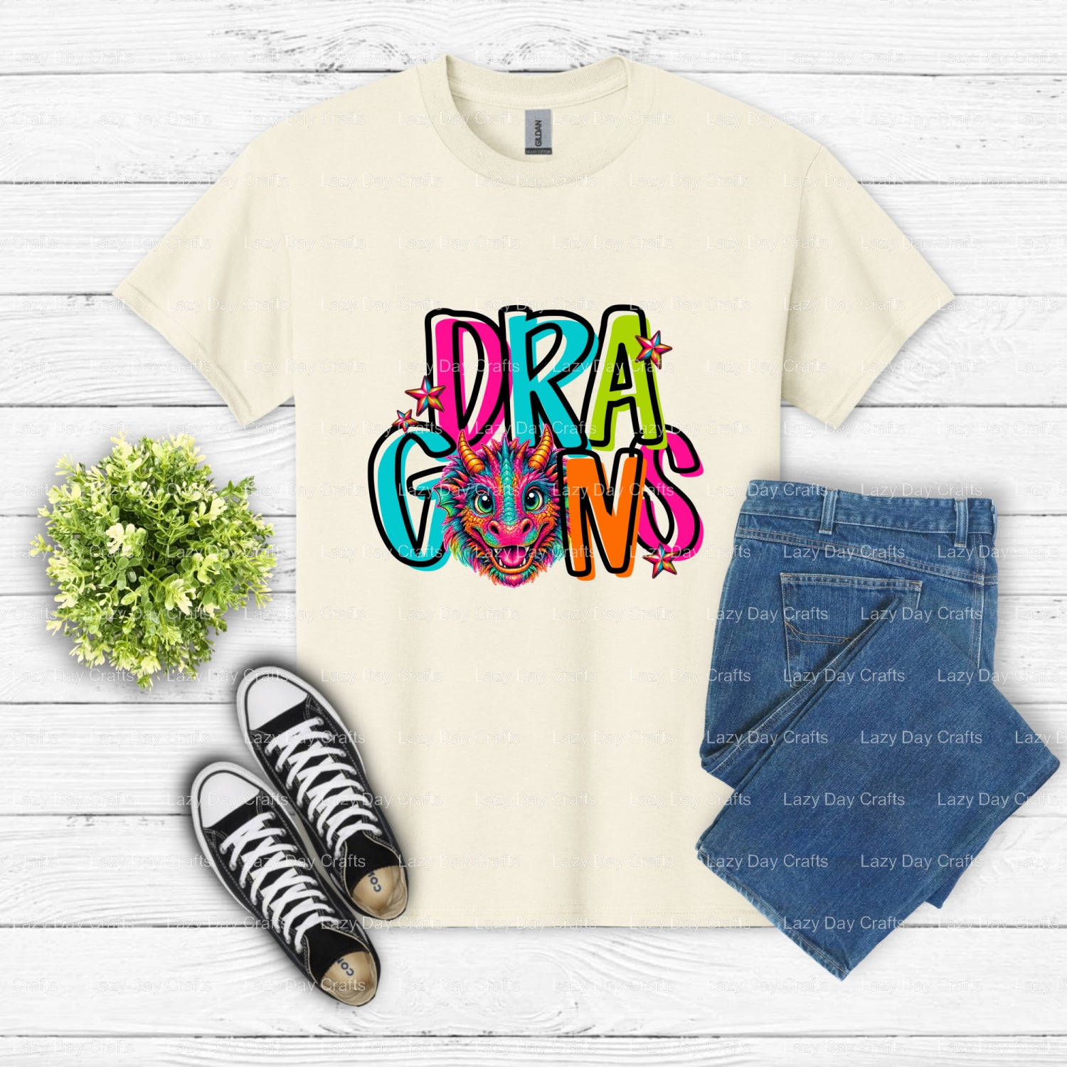 Green Dragon School Mascot – DTF Transfer (view 2 of 2) – by Lazy Day Crafts – DTF Transfers – School Mascot, Apparel Decor