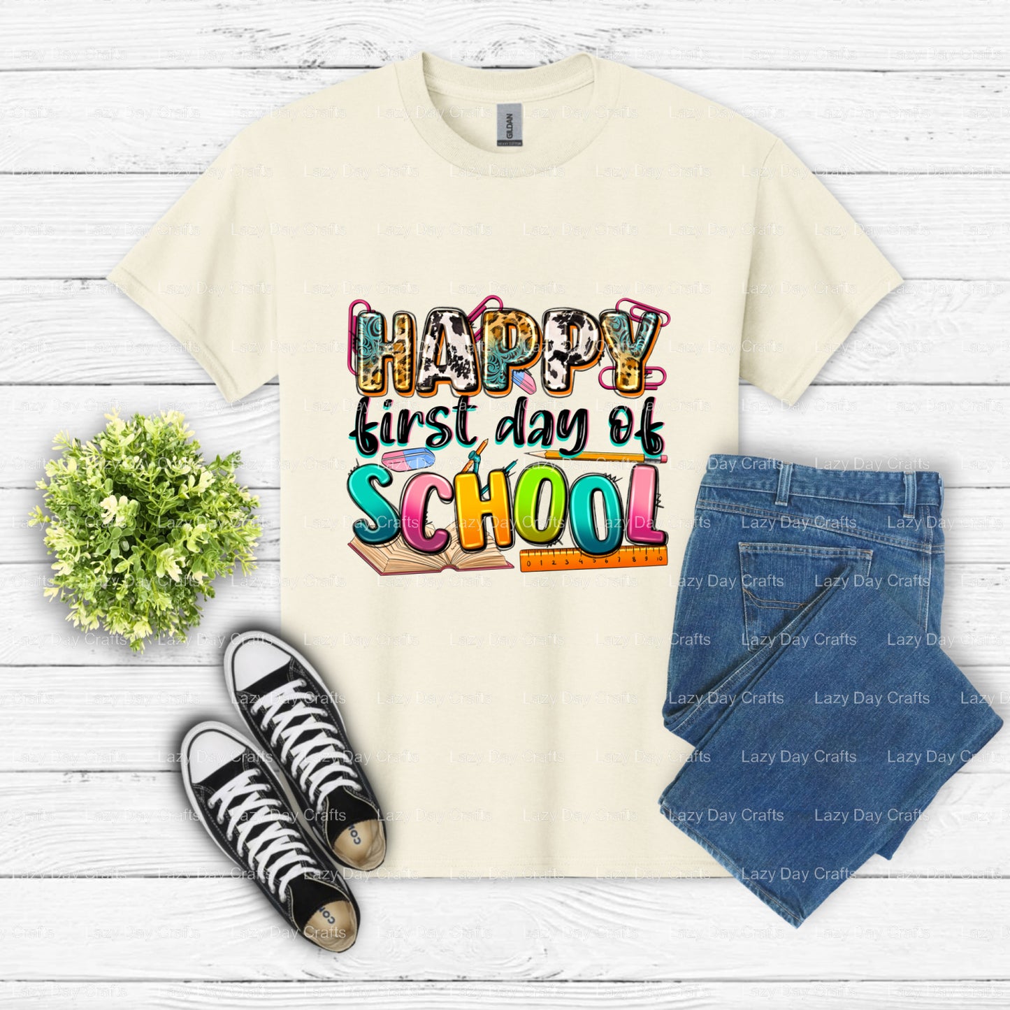 Happy First Day of School Owl – First School Day DTF Transfer (view 2 of 2) – by Lazy Day Crafts – DTF Transfers – DTF Tra...