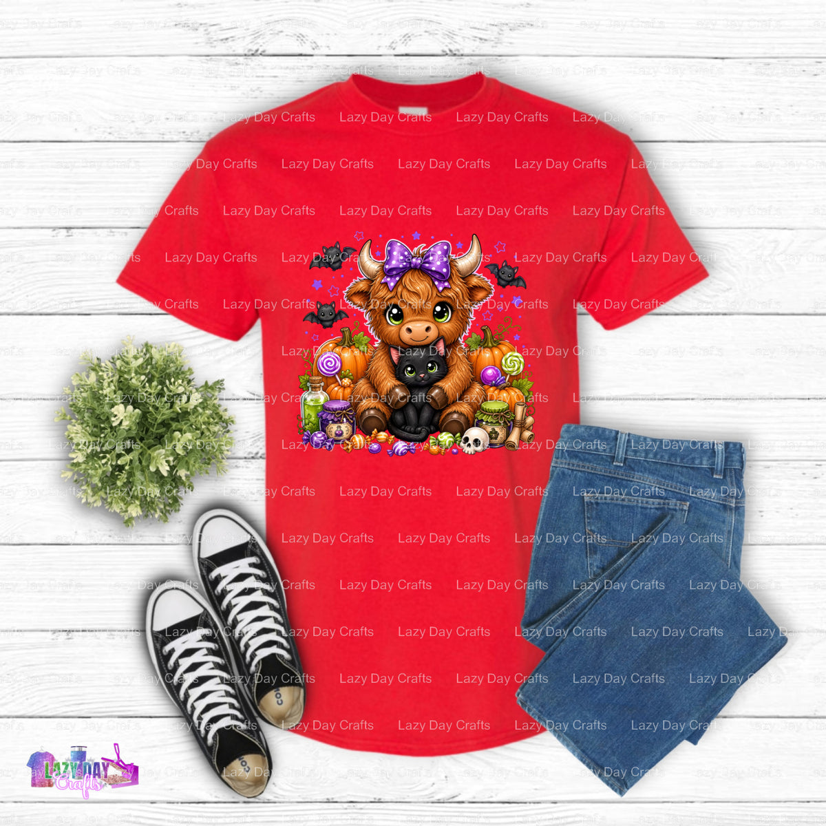 Happy Halloween Highland Cow DTF Transfer (view 2 of 2) – by Lazy Day Crafts – DTF Transfers – DTF Transfers, Premade DTF