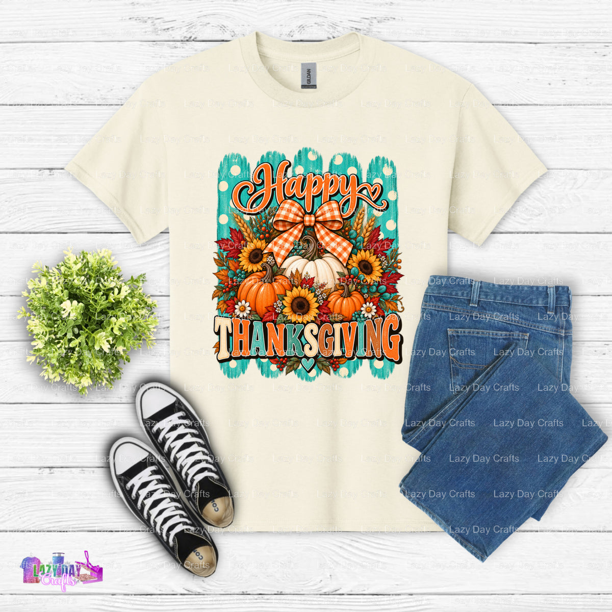 Happy Thanksgiving – DTF Transfer (view 2 of 2) – by Lazy Day Crafts – DTF Transfers – DTF Transfers, custom apparel