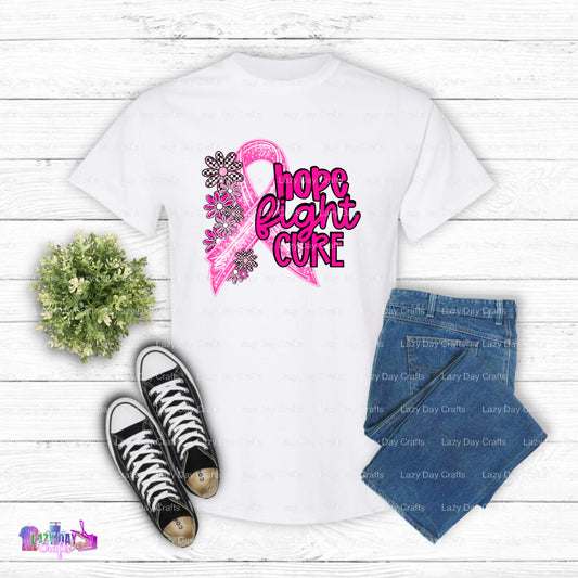 HOPE FIGHT BREAST CANCER AWARENESS – Breast Cancer Awareness DTF Transfer (view 1 of 2) – by Lazy Day Crafts – DTF Transfe...