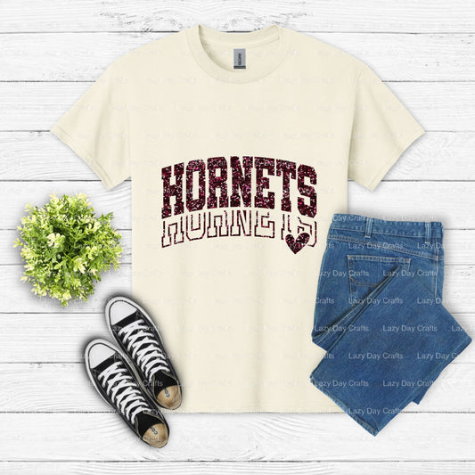 Hornet Mascot Heart – School Spirit DTF Transfer (view 1 of 2) – by Lazy Day Crafts – DTF Transfers – School Mascot, Hornet
