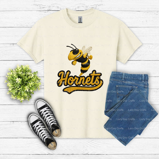 HORNETS 00 – School Mascot DTF Transfer (view 1 of 2) – by Lazy Day Crafts – DTF Transfers – DTF Transfers, School Mascot