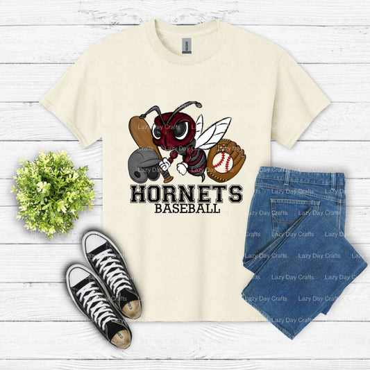 Hornets Baseball Mascot – School Spirit DTF Transfer (view 1 of 2) – by Lazy Day Crafts – DTF Transfers – School Mascot, S...