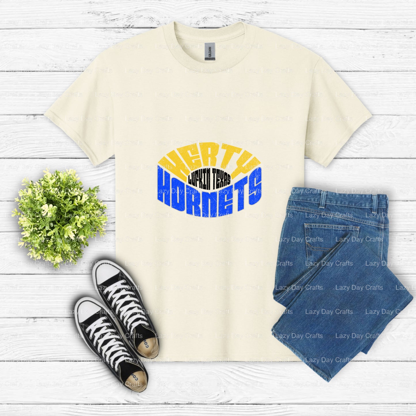 Hornets Mascot Flexing – School Spirit DTF Transfer (view 2 of 2) – by Lazy Day Crafts – DTF Transfers – School Mascot, DT...