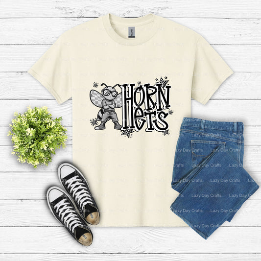 Hornets Mascot Graphic – School Spirit DTF Transfer (view 1 of 2) – by Lazy Day Crafts – DTF Transfers – School Mascot, Ap...