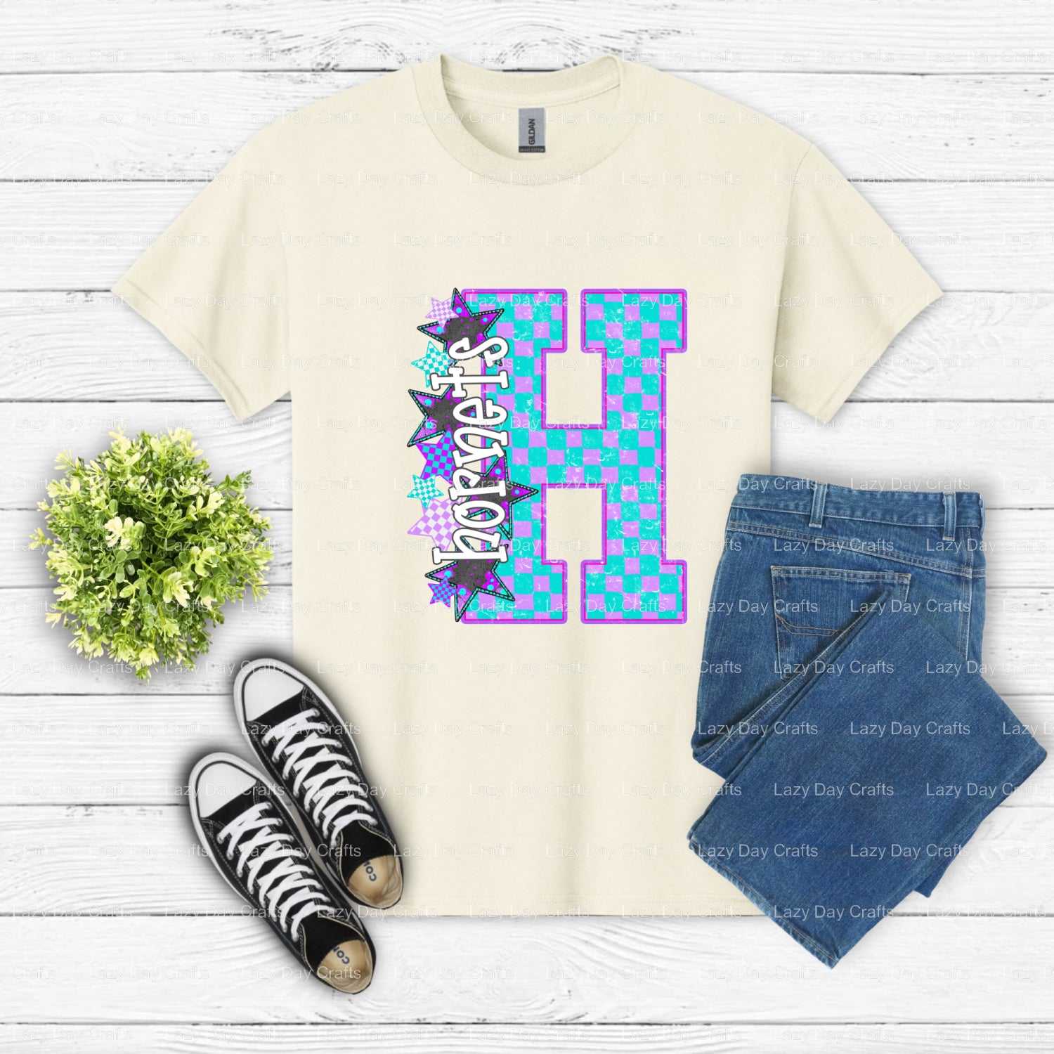 HORNETS Mascot School Spirit DTF Transfer (view 2 of 2) – by Lazy Day Crafts – DTF Transfers – School Mascot, Apparel Decor