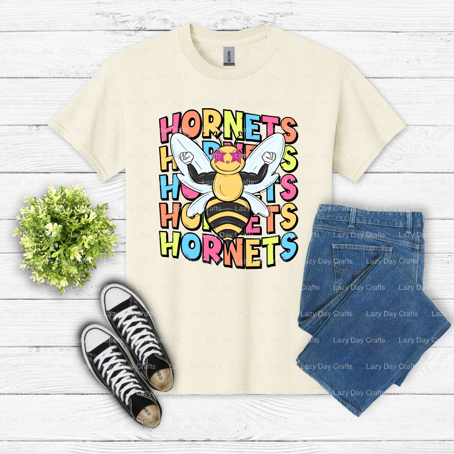 Hornets Mascot – School Spirit DTF Transfer (view 2 of 2) – by Lazy Day Crafts – DTF Transfers – School Mascot, DTF Transfers