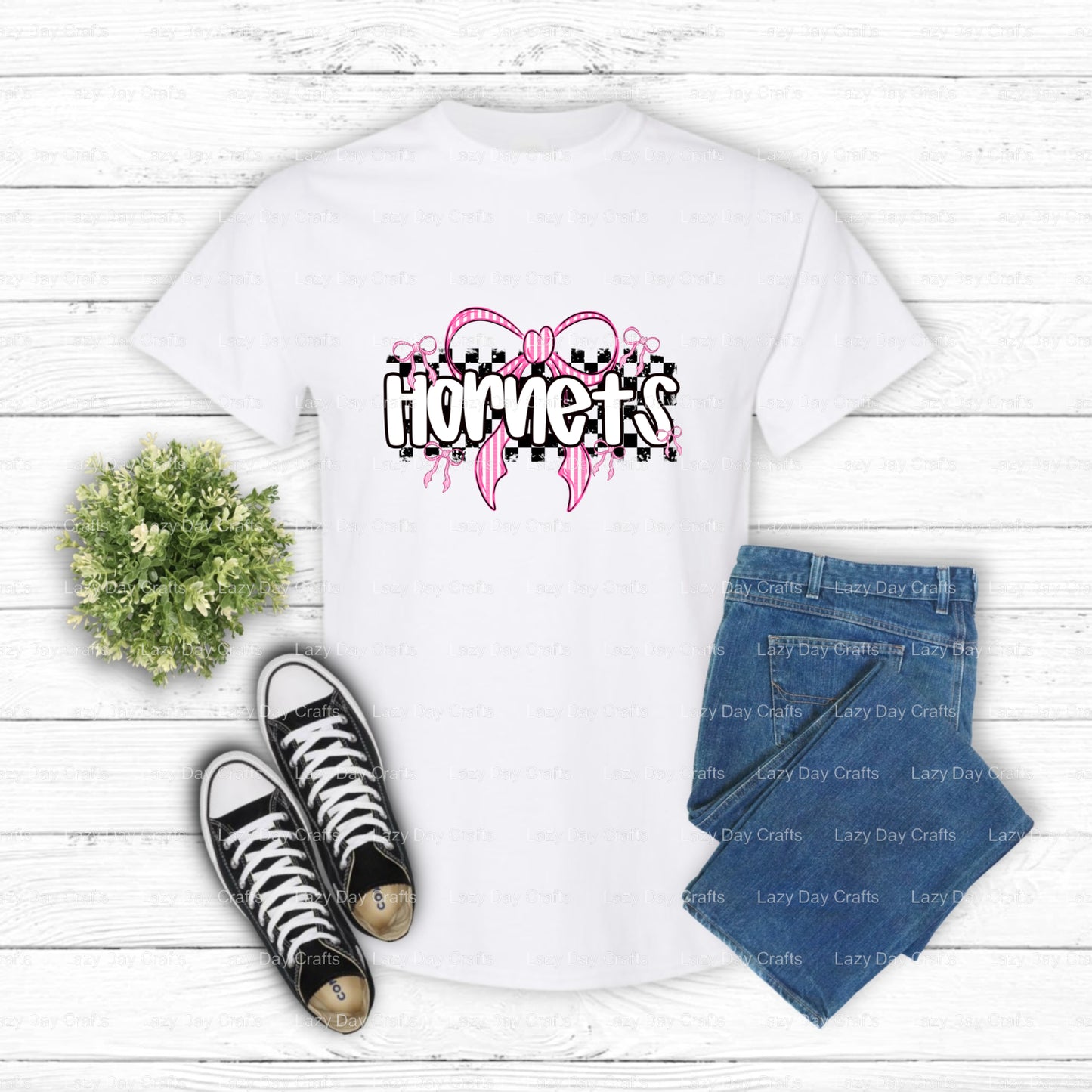HORNETS – School Mascot DTF Transfer (view 1 of 2) – by Lazy Day Crafts – DTF Transfers – School Mascot, Apparel
