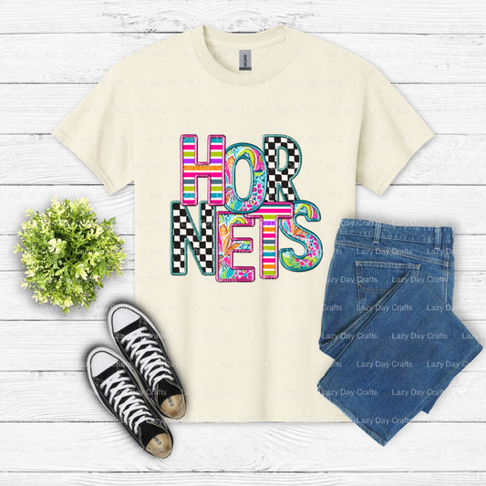 HORNETS – School Mascot DTF Transfer (view 1 of 2) – by Lazy Day Crafts – DTF Transfers – School Mascot, Premade DTF