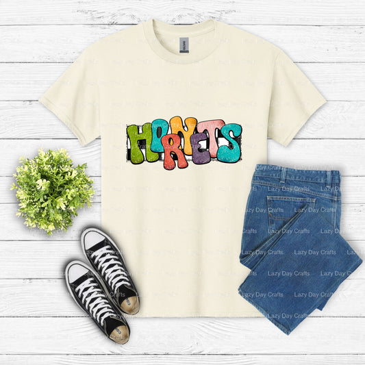 HORNETS – School Mascot DTF Transfer (view 1 of 2) – by Lazy Day Crafts – DTF Transfers – School Mascot, Apparel Decor