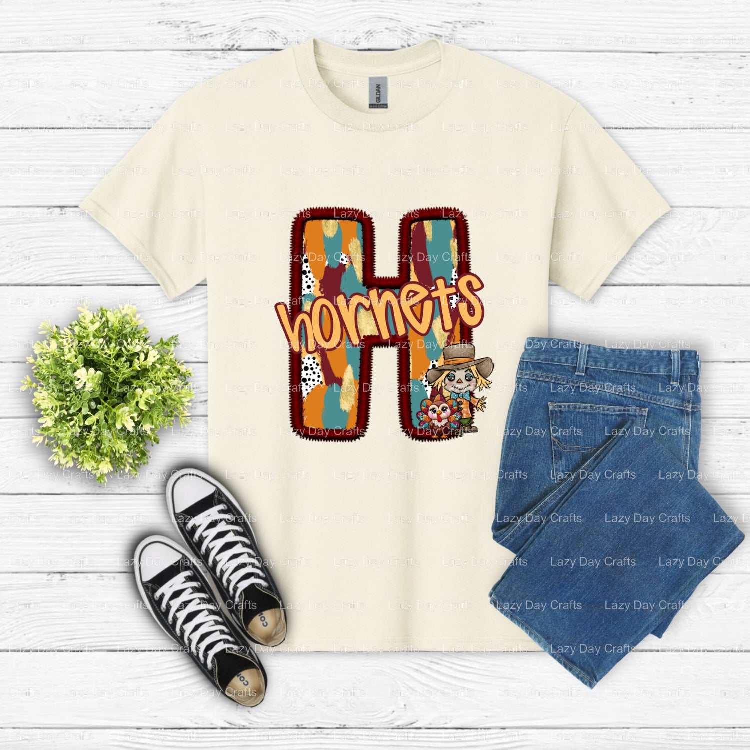HORNETS – School Mascot DTF Transfer (view 2 of 2) – by Lazy Day Crafts – DTF Transfers – School Spirit, Apparel Decor