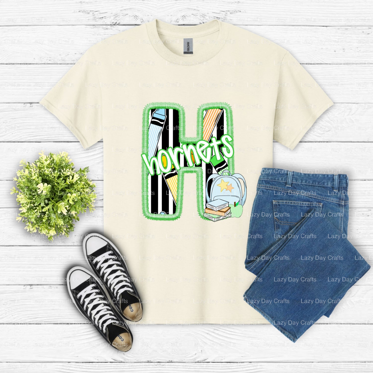 HORNETS – School Mascot DTF Transfer (view 2 of 2) – by Lazy Day Crafts – DTF Transfers – School Mascot, DTF Transfer